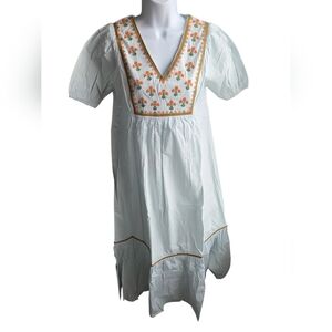 NWT Ex Voto Hayes Maxi Dress Beach Blue Embroidered Boho Cotton Sz XS Boutique